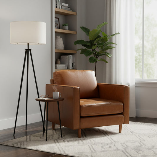 Sillón Individual Oviedo Simil Cuero Café