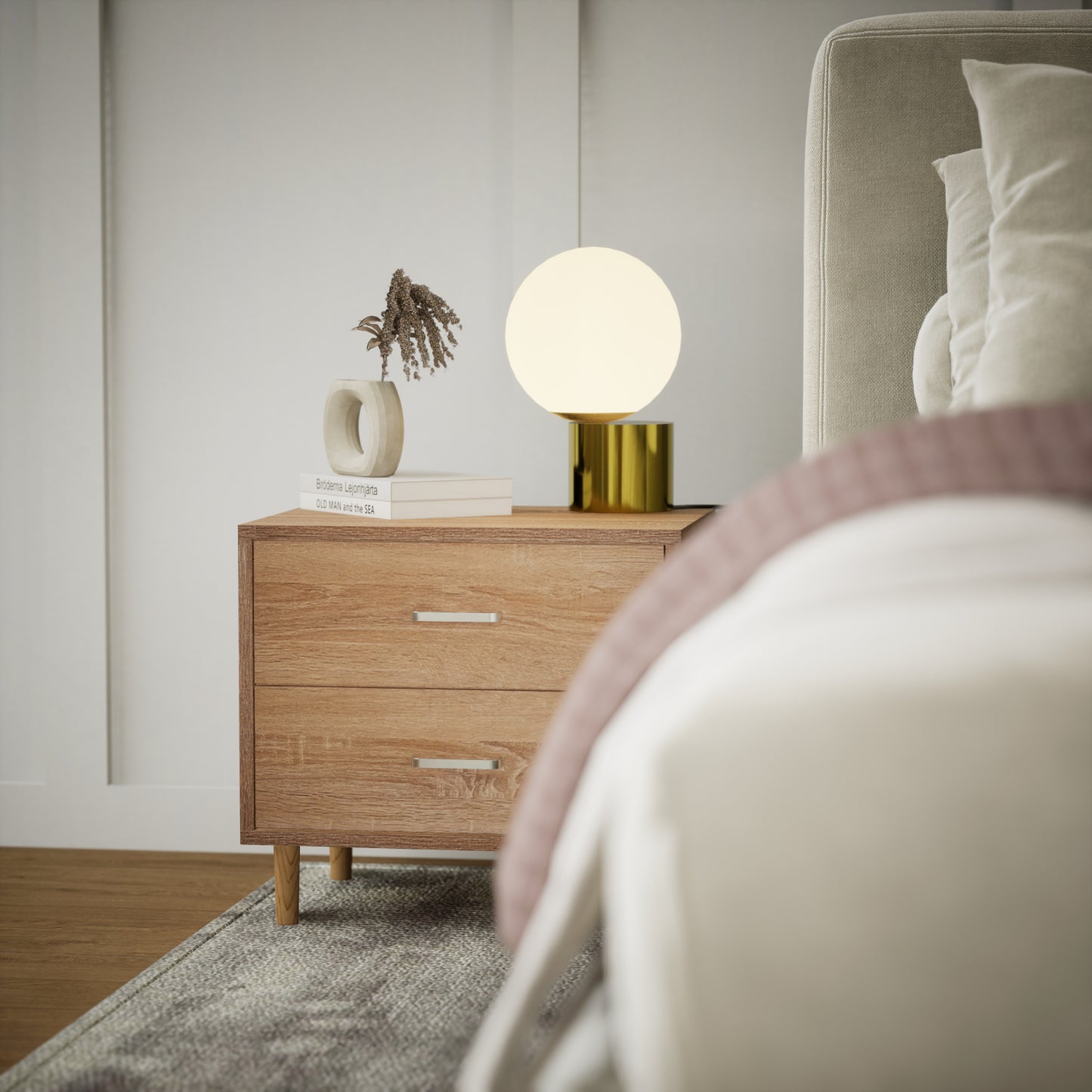 Buró con Cajones Minimalista Estilo Madera Roble