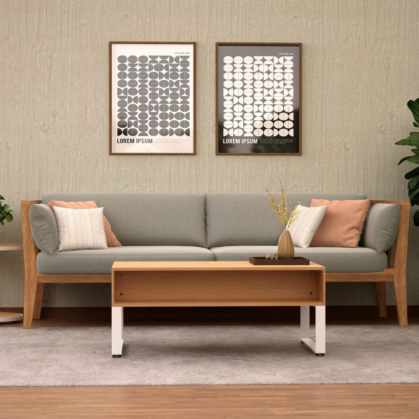 Mesa de Centro Elevable con Compartimento Oculto Café y Blanco