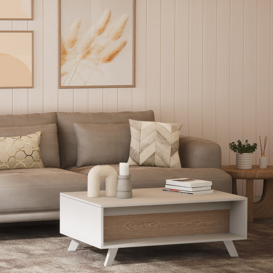 Mesa de Centro Nórdica Elevable con Espacio Interno