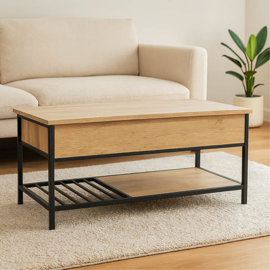 Mesa de Centro Elevable con Compartimento Interno Oculto