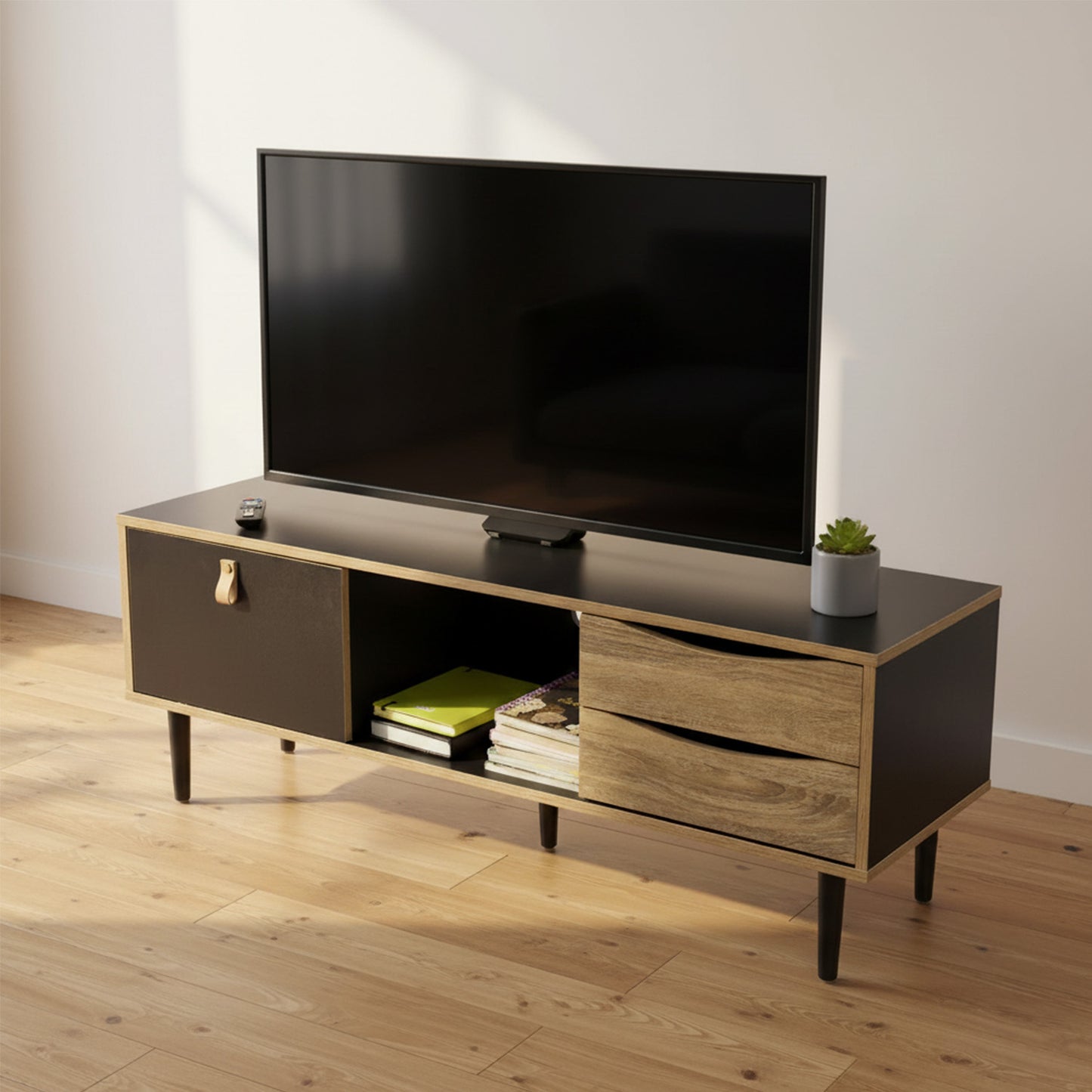 Mueble de TV Venice con Cajones Negro y Café