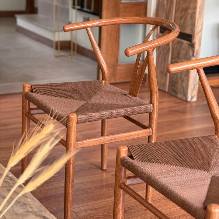 Set 2 Sillas de Comedor Estilo Wishbone Café