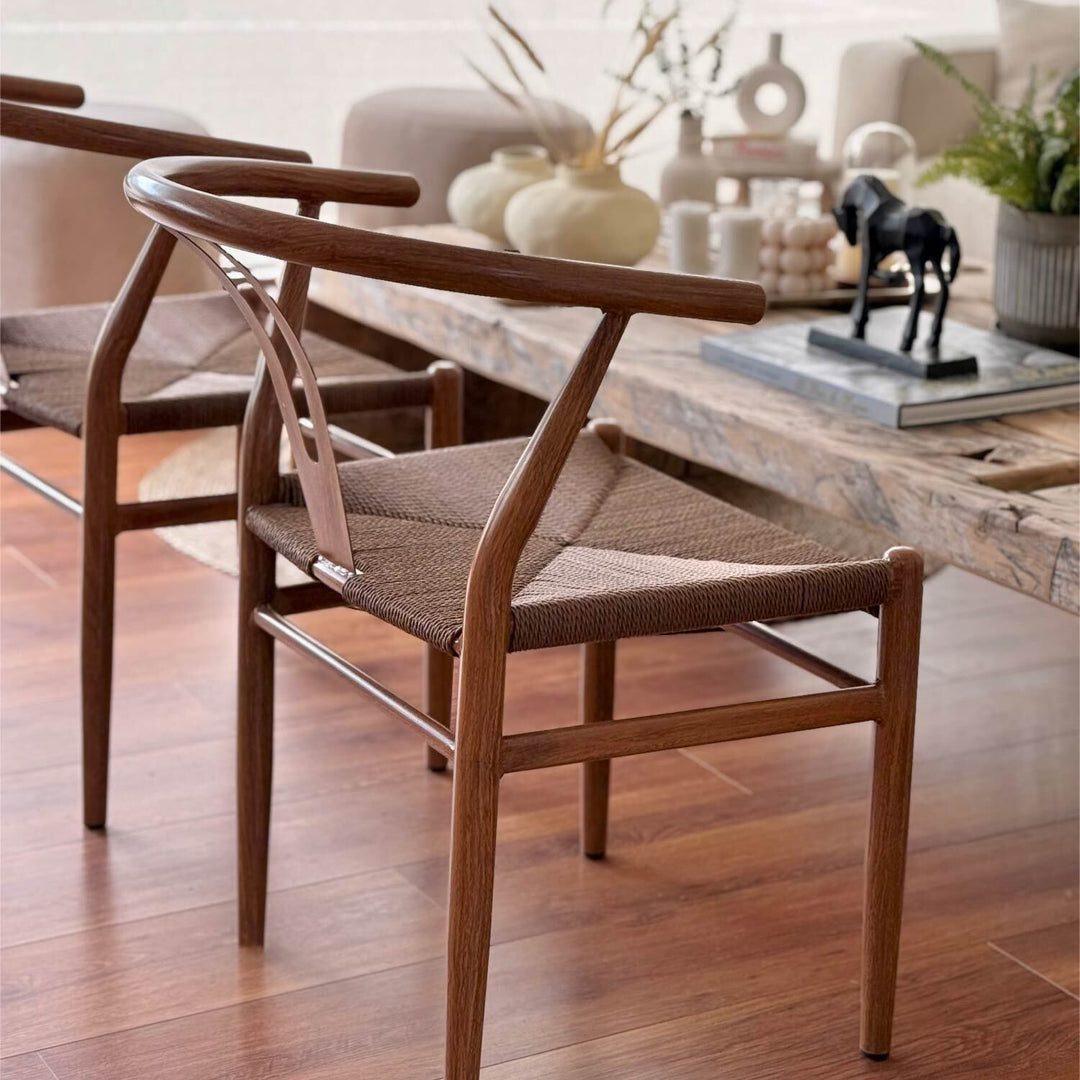 Set 2 Sillas de Comedor Estilo Wishbone Café