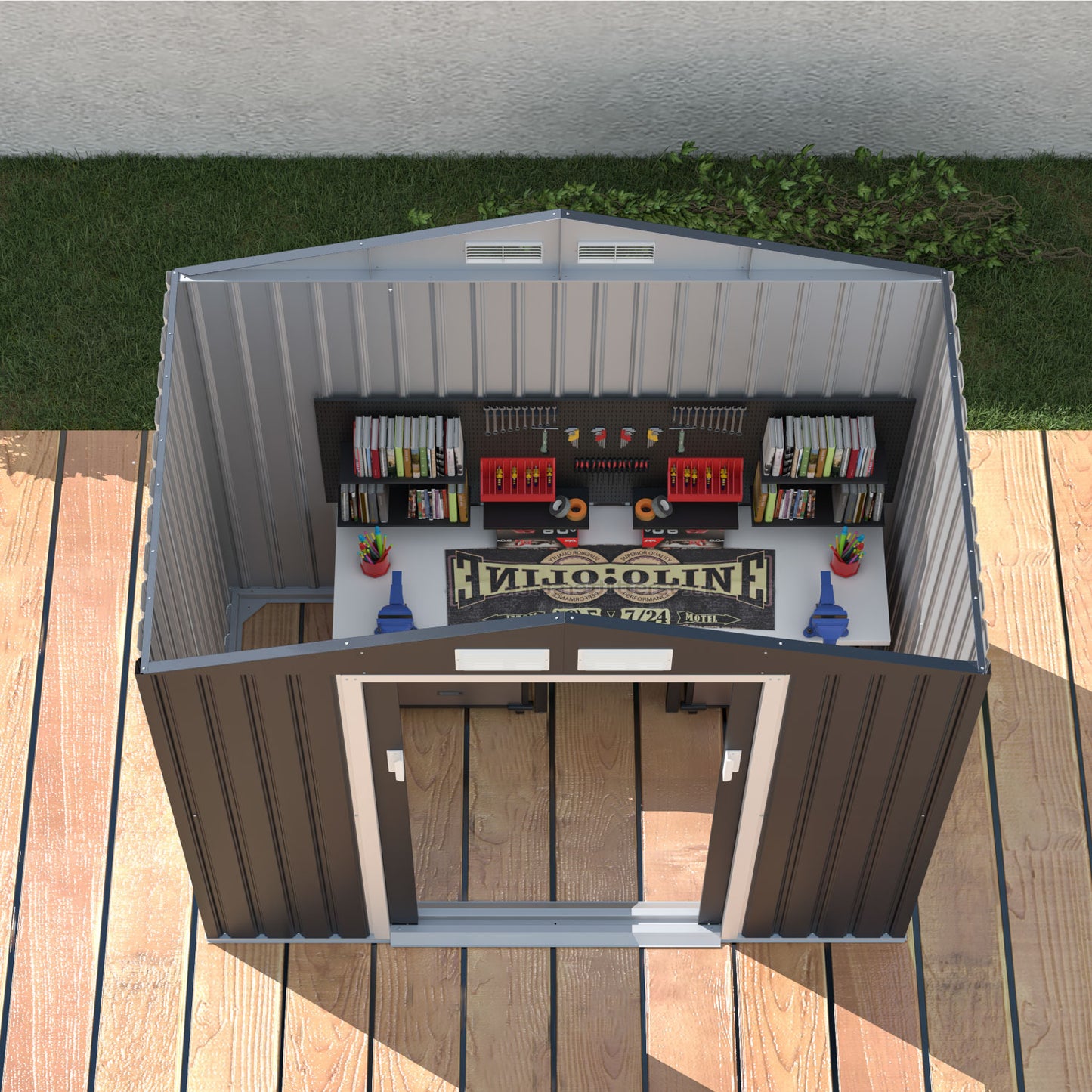 Cobertizo de Almacenamiento Para Exterior 213x127x195