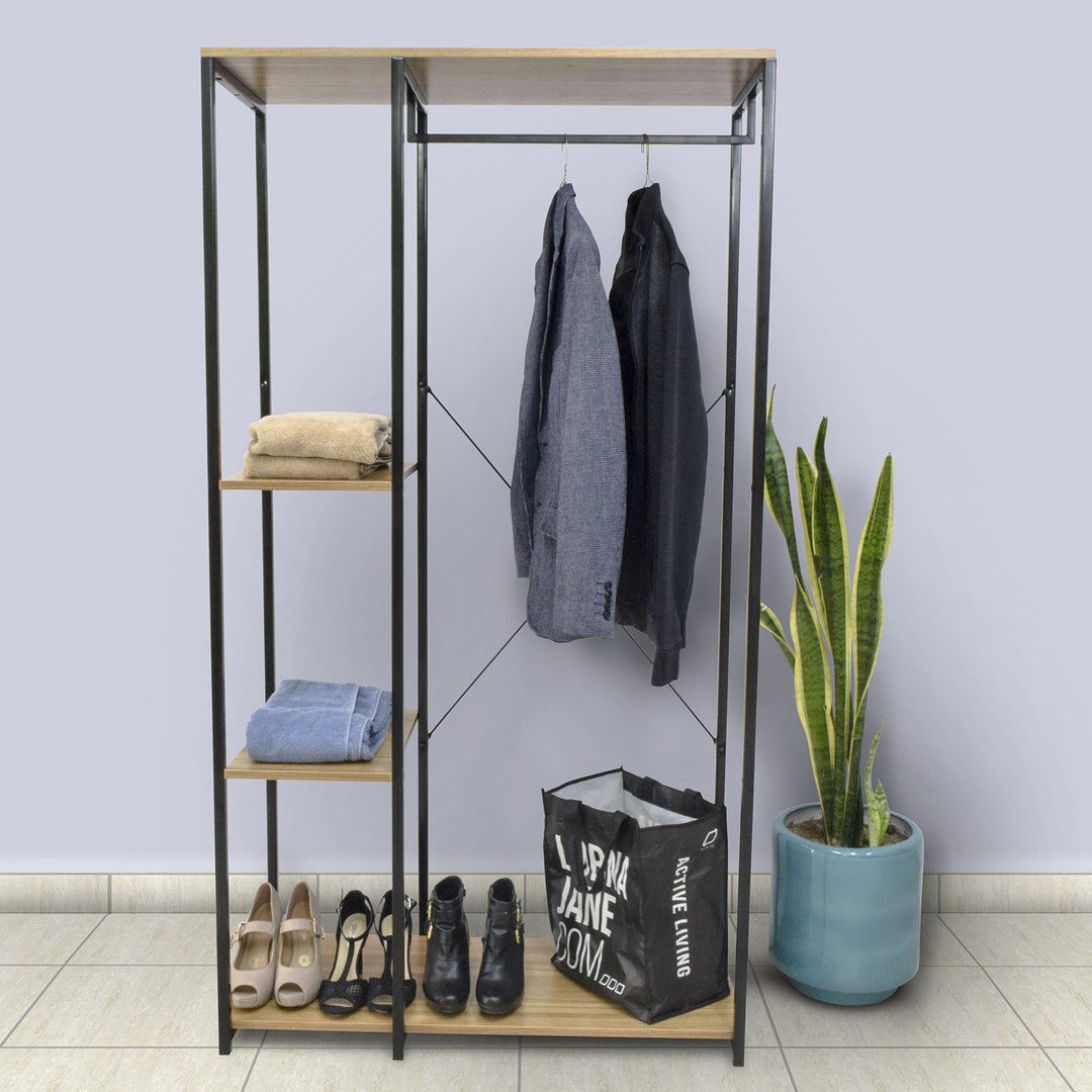 Perchero Closet Minimalista de Acero y Madera Café – Relan MX