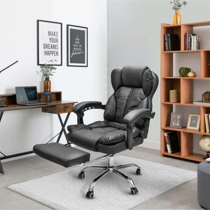 Silla de Escritorio Peace Acolchada con Descansapies Negra