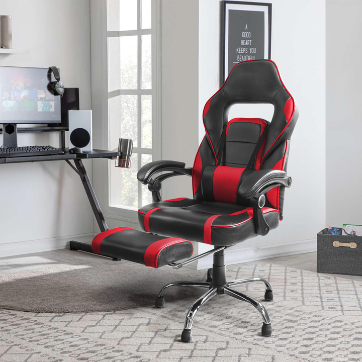 Silla Gamer Samus-Red Reclinable con Descansapies Roja