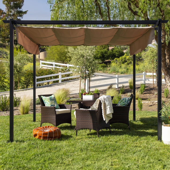 Pérgola Toldo Retráctil de 3x3 Beige