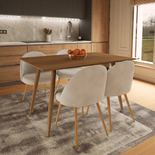 Set 4 Sillas de Sala Comedor Modernas Terciopelo Gris