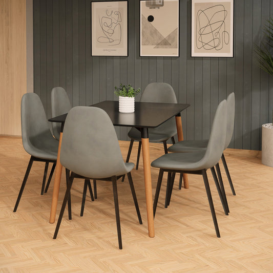 Set 4 Sillas de Sala Comedor Eames Terciopelo Gris