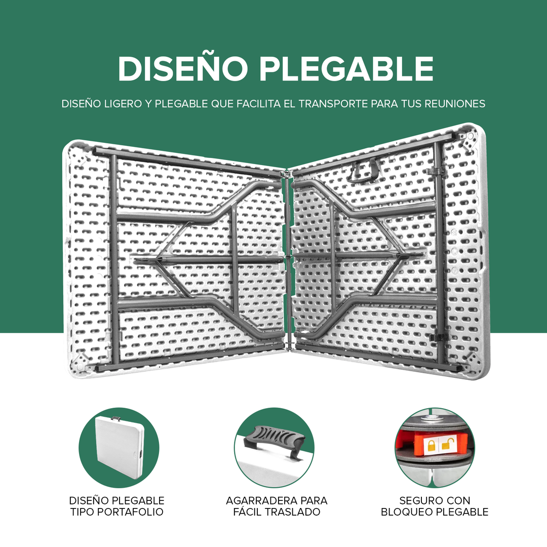 Mesa Plegable Mesaplas de Plástico Blanca
