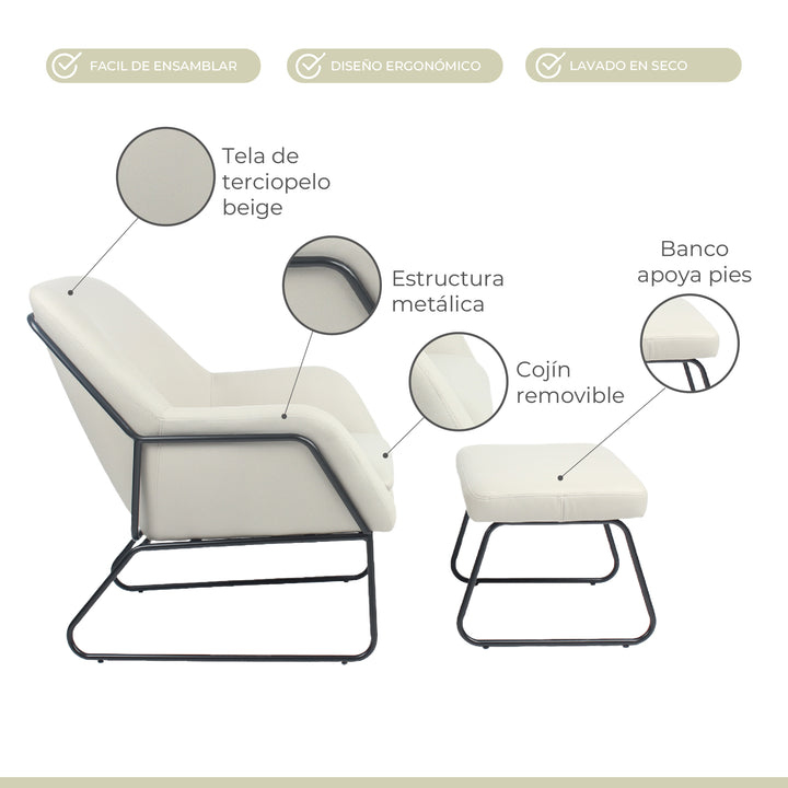 Sillón Individual Selina Beige