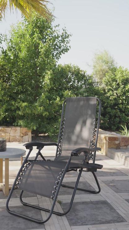 Set 2 Sillas Camastro Reclinables Gris