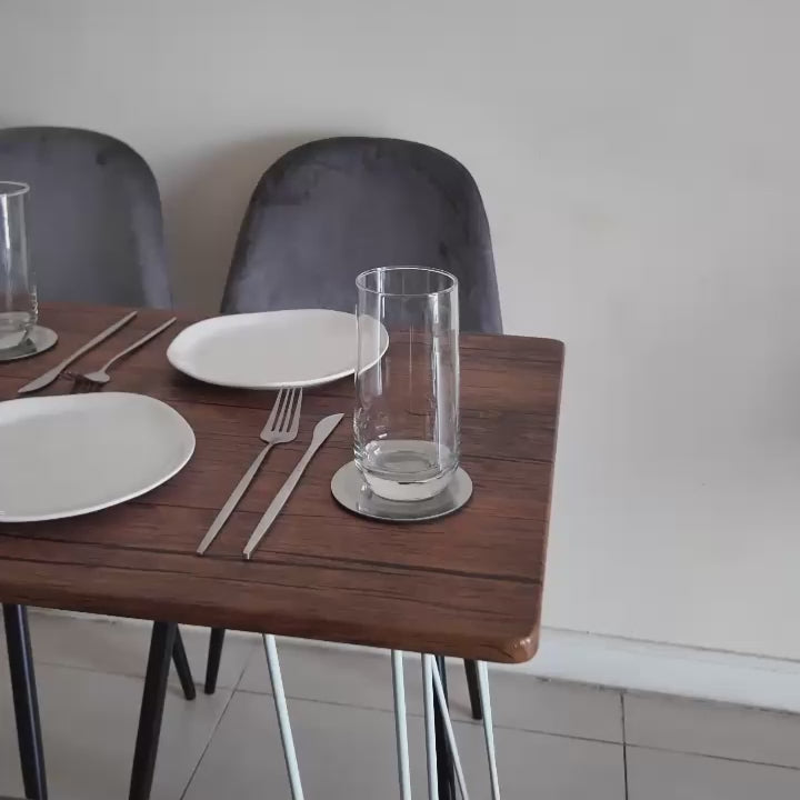 Mesa de Comedor Rectangular Café y Blanca