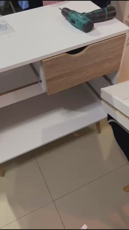 Cómoda Aloe con 4 Cajones Beige y Blanco