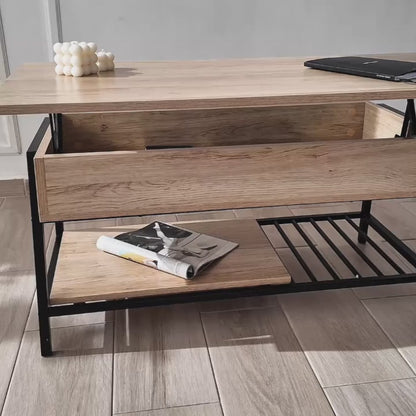 Mesa de Centro Elevable con Compartimento Interno Oculto