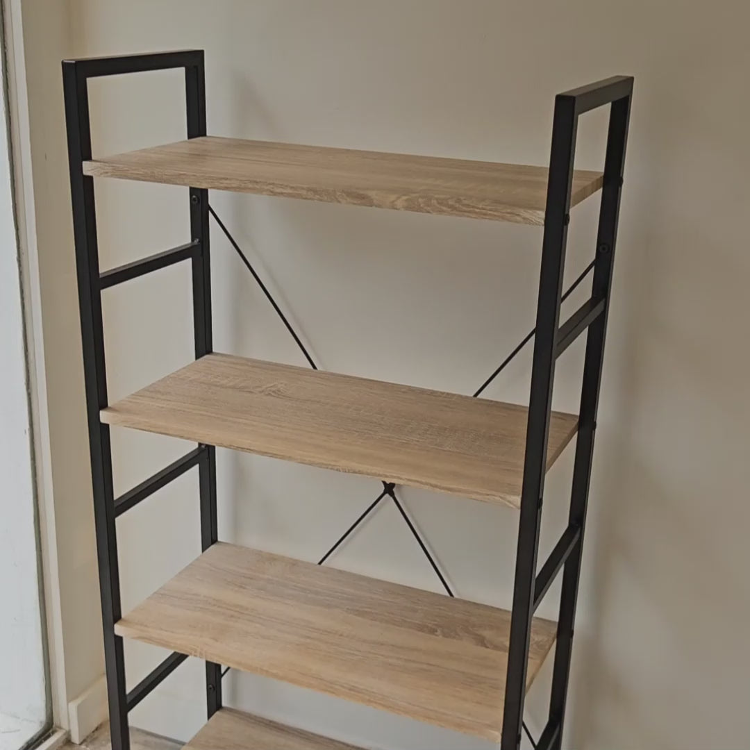 Librero Book1 Minimalista con 4 Estantes Café y Negro