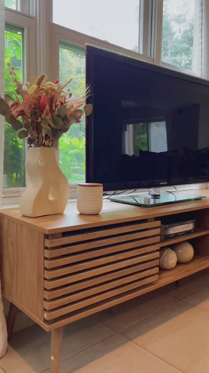 Mueble de TV Retro con Puertas Corredizas Café