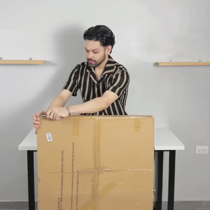 Escritorio Plegable de Melamina y Acero Café