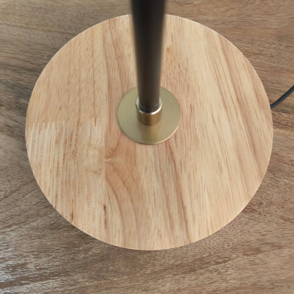 Lámpara de Mesa LED Moderna Negra Base Madera