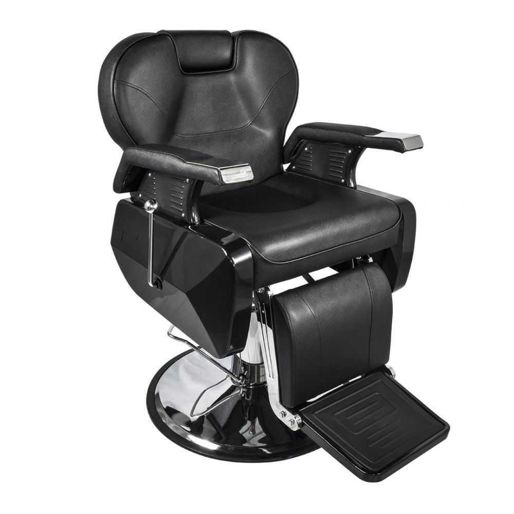 Silla Barbería Luxur Reclinable con Descansa Pies Negra
