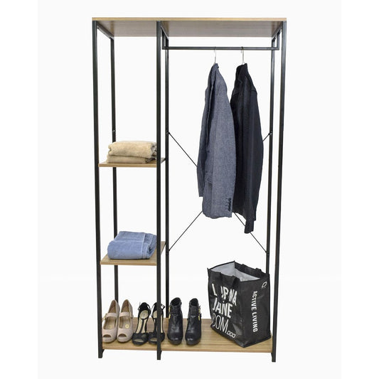 Perchero Closet Minimalista de Acero y Madera Café