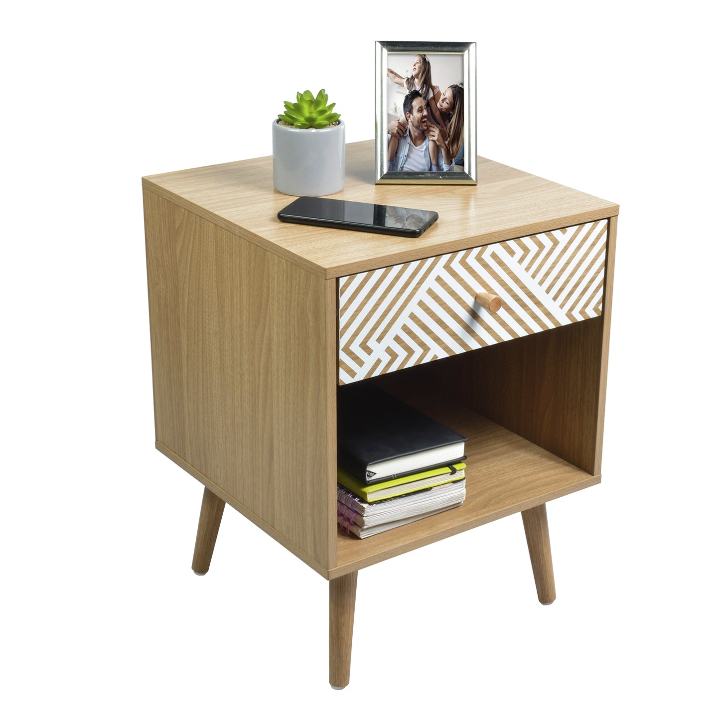 Buró Moon con Cajón y Entrepaño Beige y Blanco