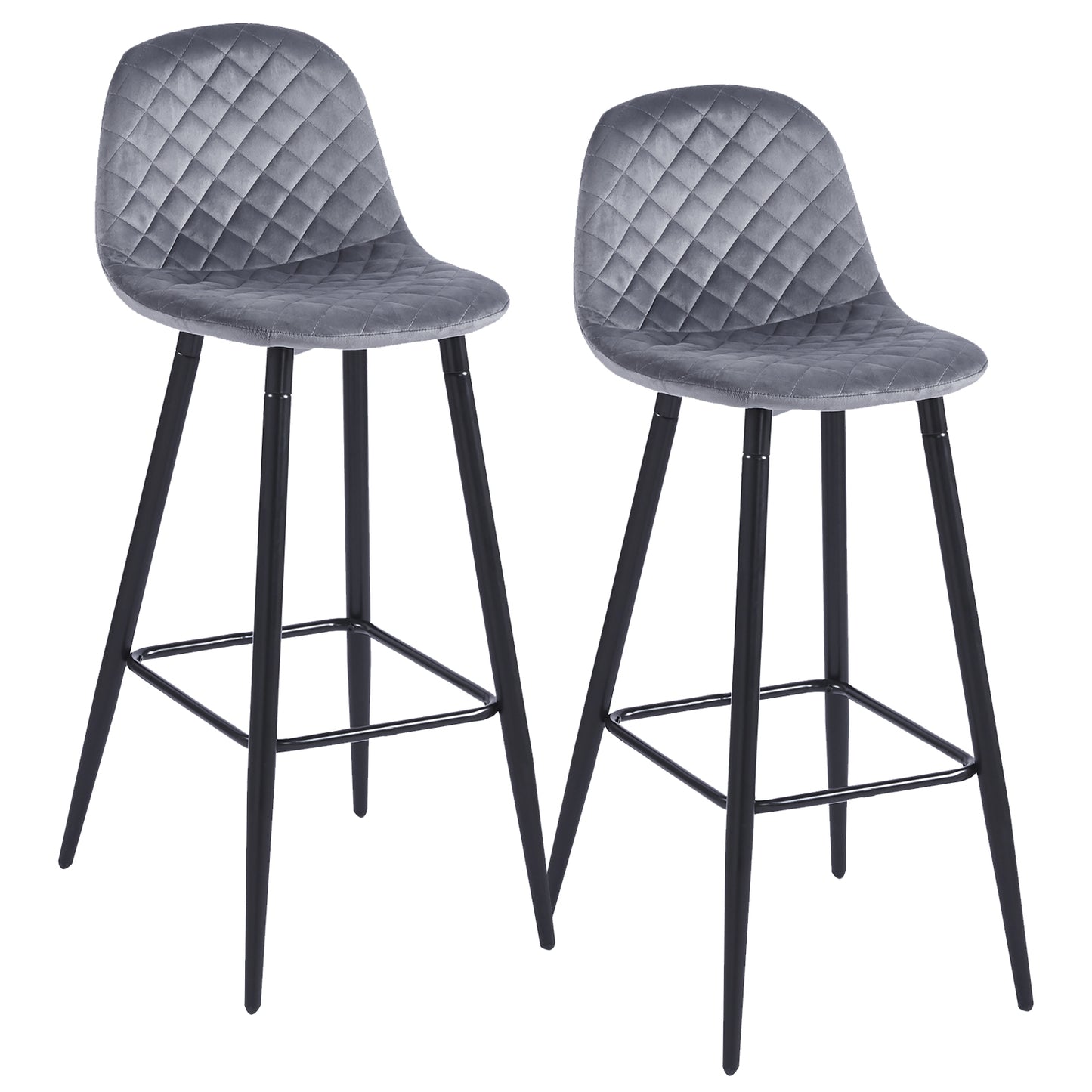 Set 2 Taburetes Altos Banco-Royal Acolchados Gris