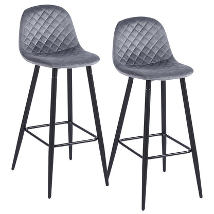 Set 2 Taburetes Altos Banco-Royal Acolchados Gris