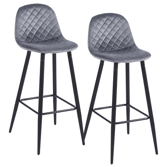 Set 2 Taburetes Altos Banco-Royal Acolchados Gris
