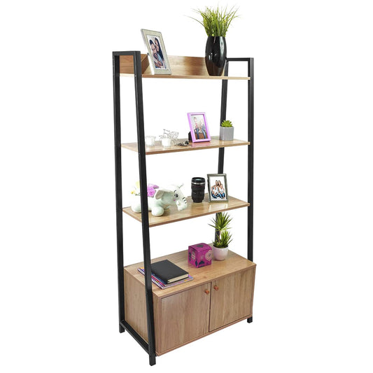 Librero Vertical Bangi con Puertas Café y Negro