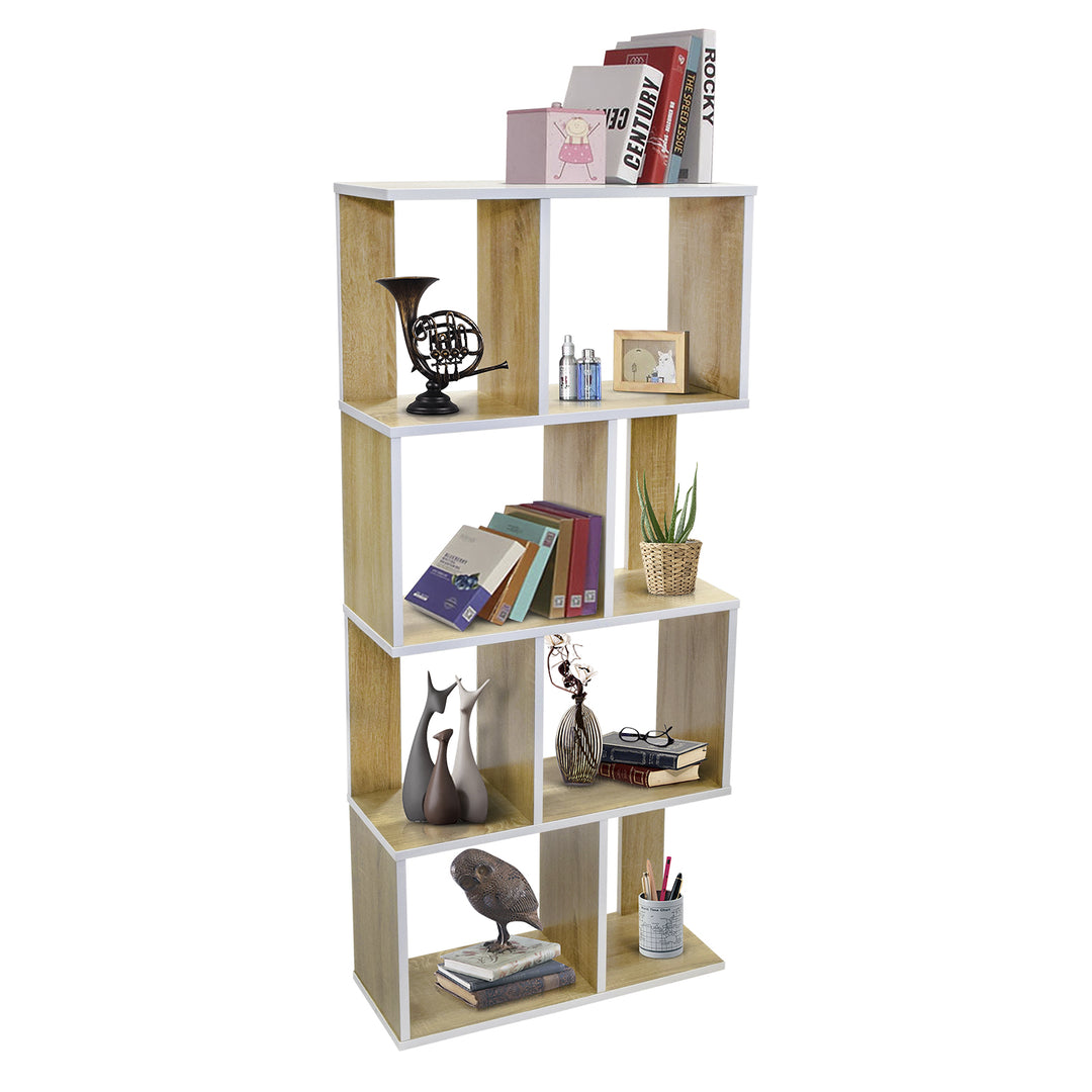 Librero Minimalista 5 Niveles Beige y Blanco