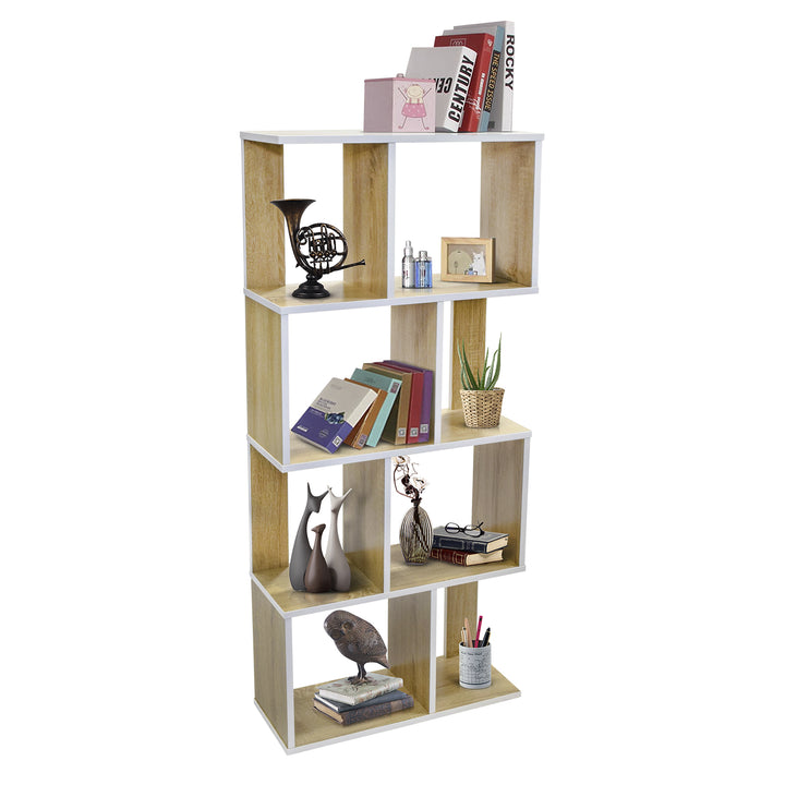 Librero Minimalista 5 Niveles Beige y Blanco