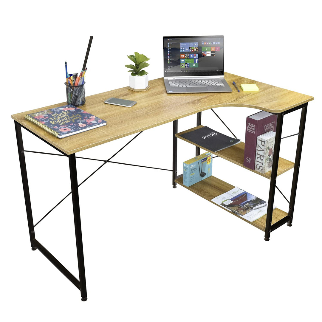 Combo Escritorio con Repisas + Silla de Oficina Delphi Negra