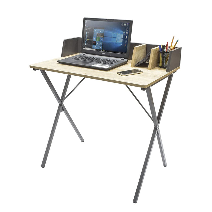Escritorio con Estructura Metálica Negro y Beige