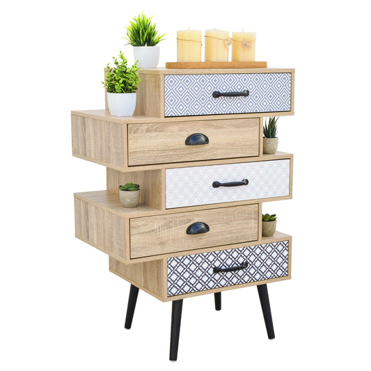 Cómoda Dijon con 5 Cajones Asimétricos Café