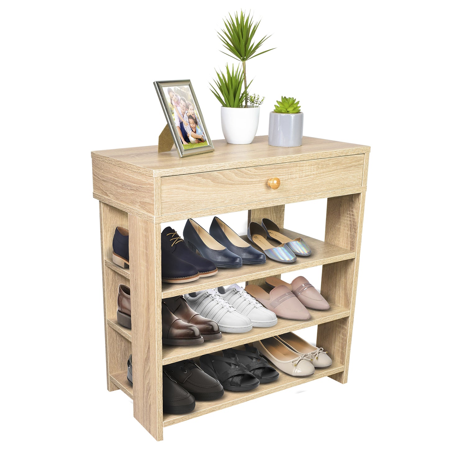 Zapatero Con Cajón Minimalista Estilo Madera Roble