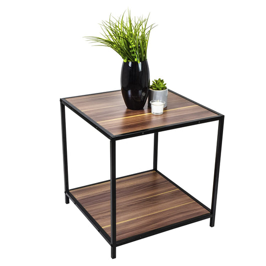 Mesa Auxiliar Latte Tipo Caoba Café y Negra