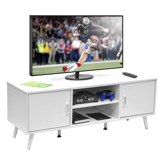 Mueble de TV Lucca-B con Puertas y Entrepaños Blanco