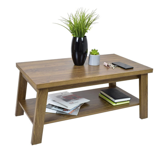 Mesa de Centro Rectangular Matcha de Madera Café