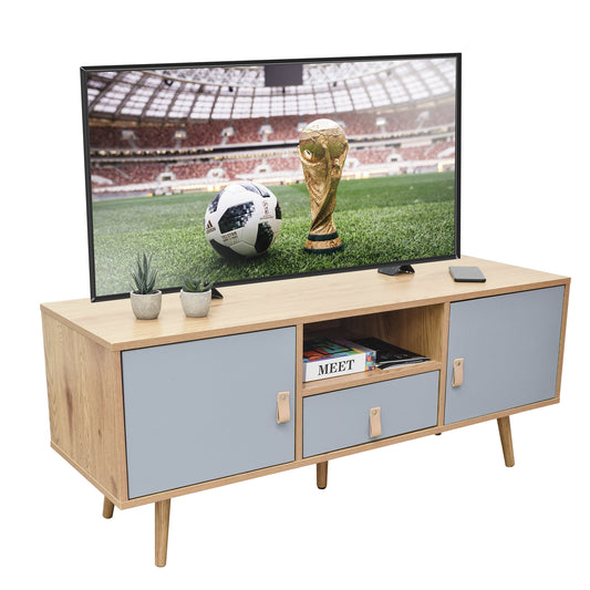 Mueble de TV Pompei Estilo Vintage Café y Gris