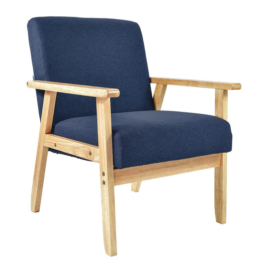 Sillón Individual San Carlos de Madera Tapizado Azul