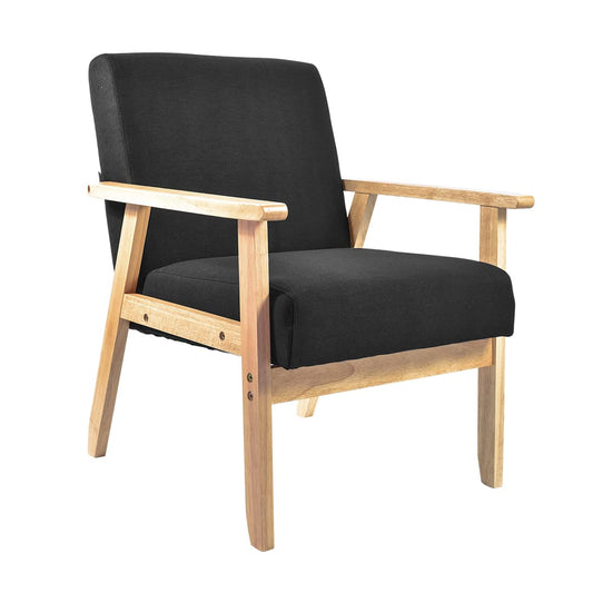 Sillón Individual San Carlos de Madera Tapizado Negro