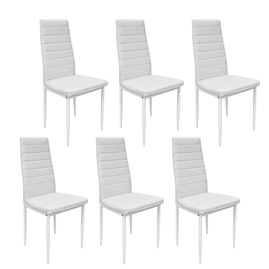 Set 6 Sillas de Comedor Zulu-B con Respaldo Alto Blancas