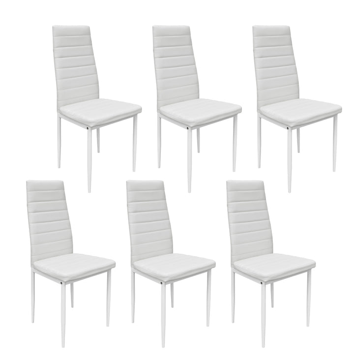 Set 6 Sillas de Comedor Zulu-B con Respaldo Alto Blancas