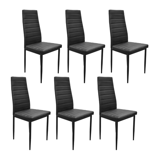Set 6 Sillas de Comedor Zulu-N con Respaldo Alto Negras
